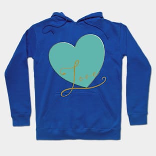 Turquoise Love Heart Hoodie